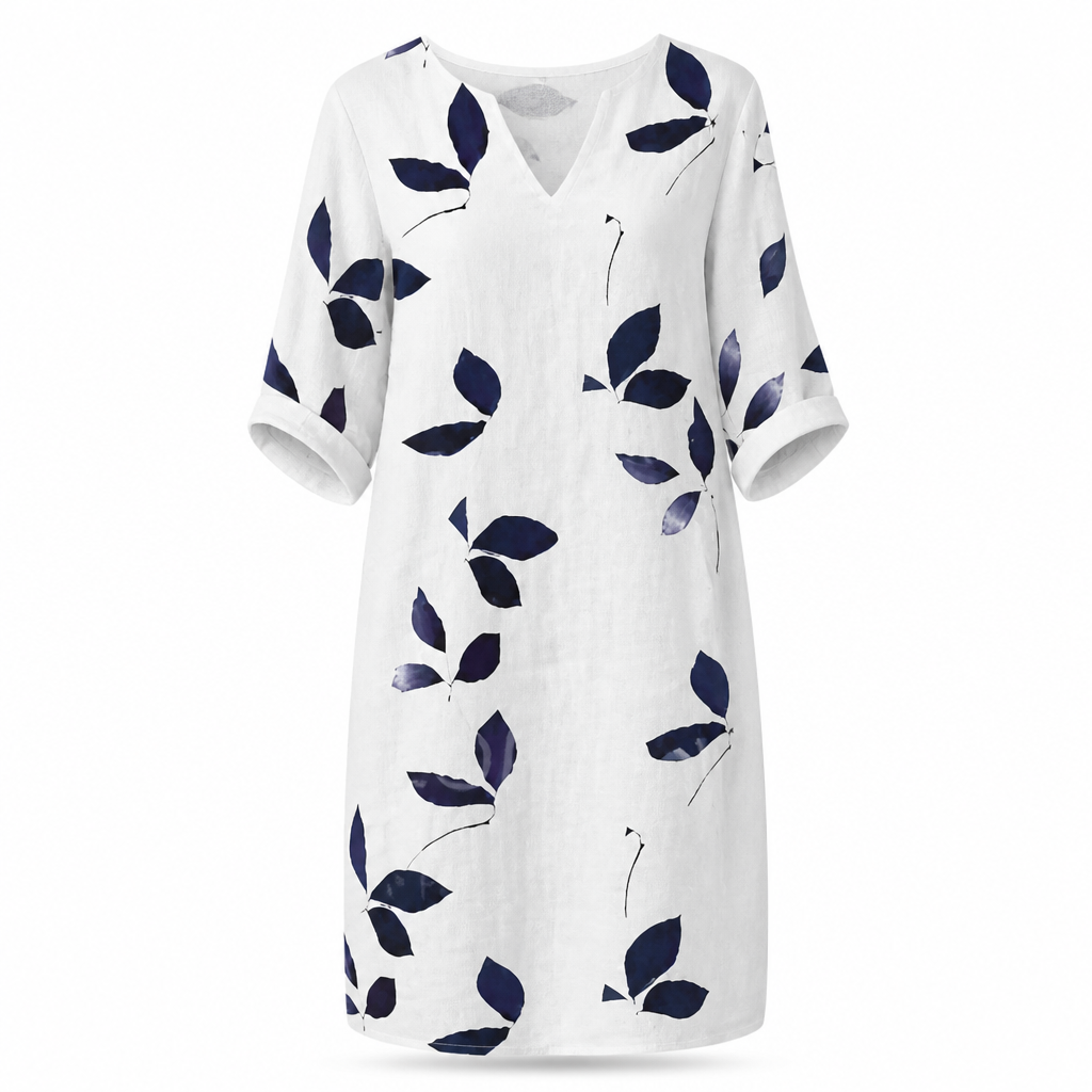 Women's Summer Dress | Polyester | Leaf Print | Flattering Silhouette