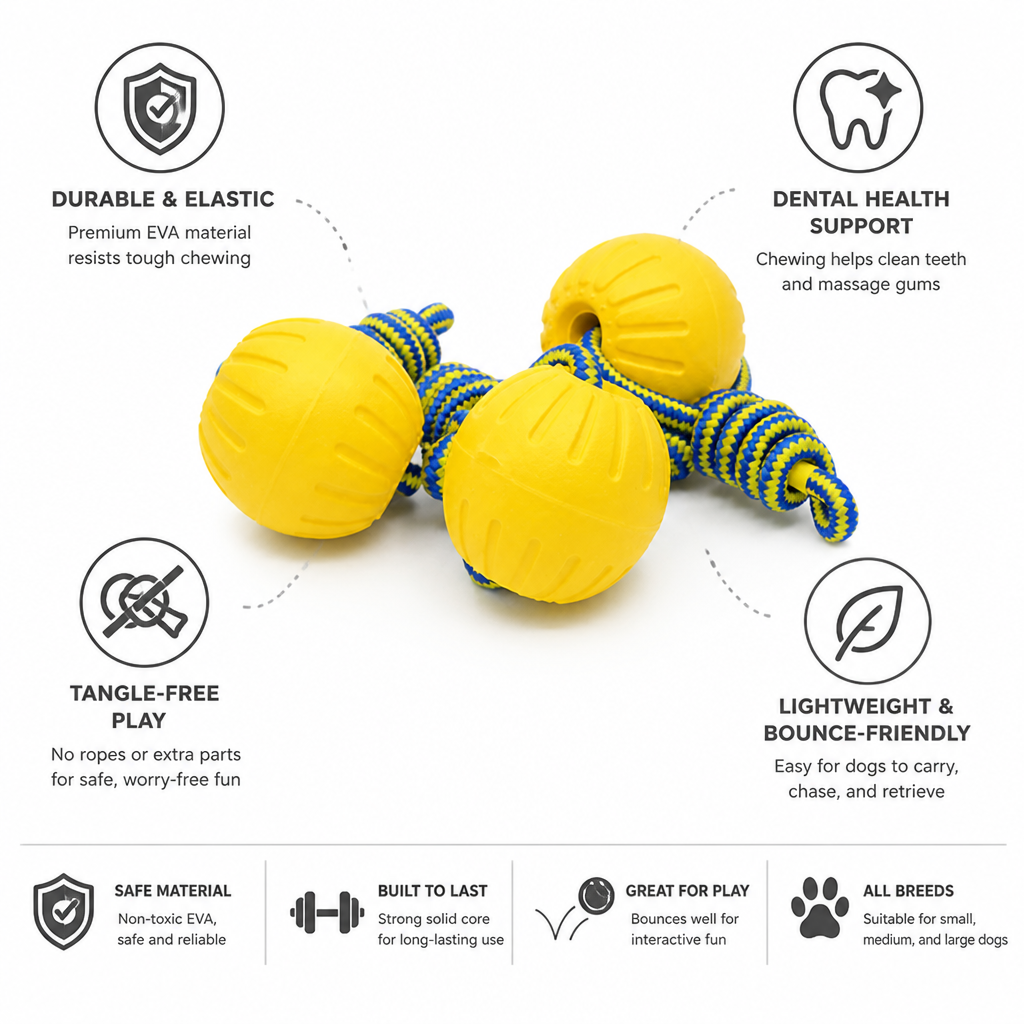 Durable Solid-Core Dental-Cleaning Dog Ball Toy