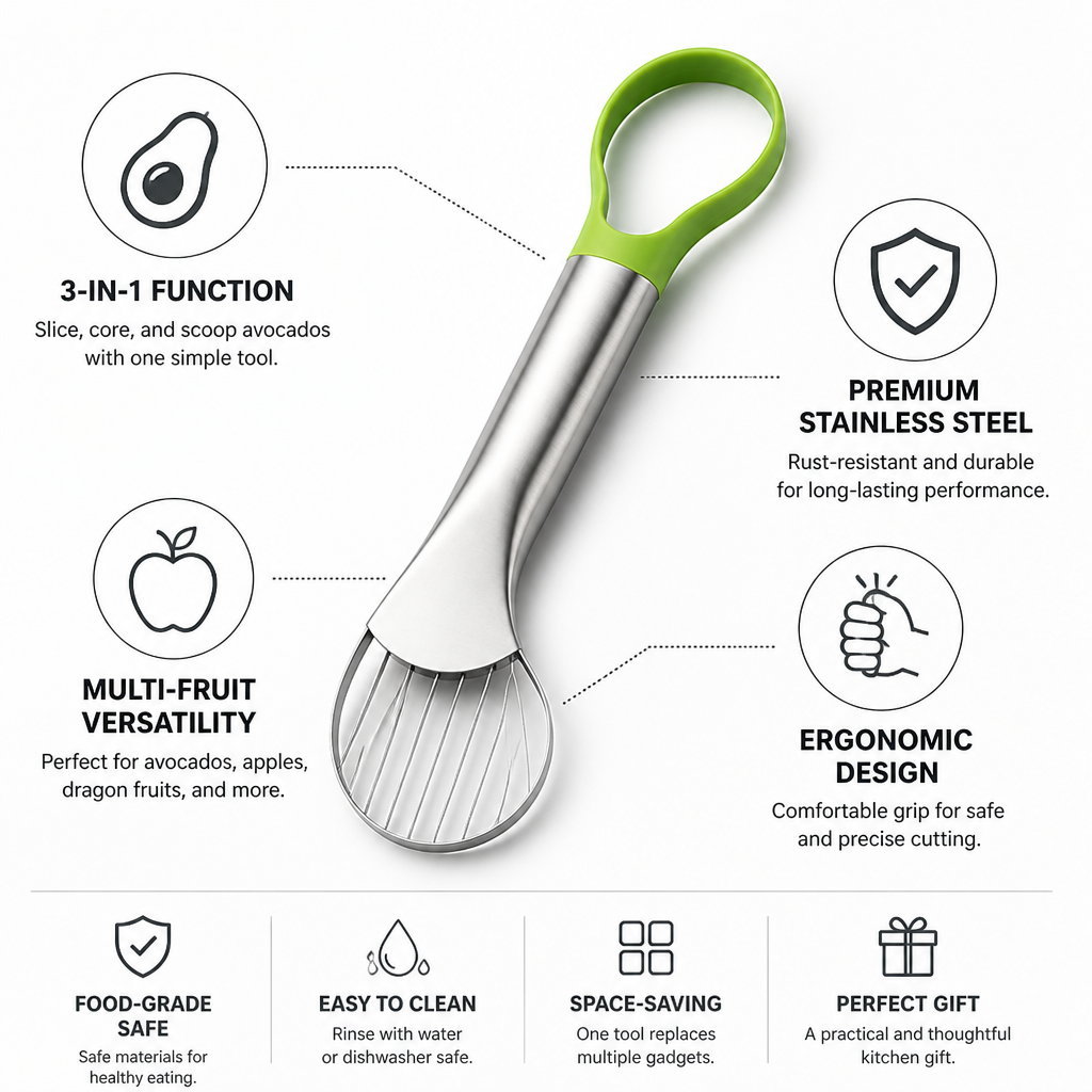 3-In-1 Stainless Steel Avocado Cutter