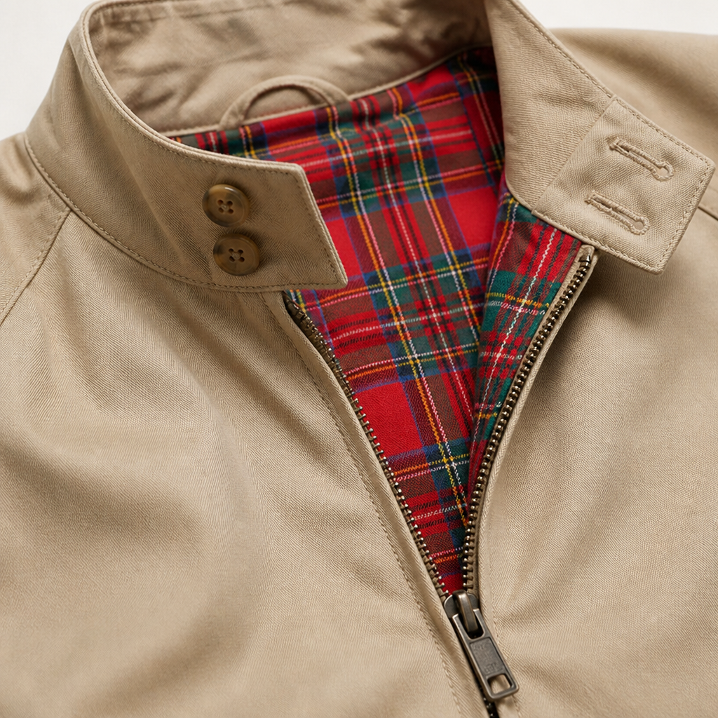 Men's Harrington Jacket | Checkered Lining & Stand-Up Collar | Wind-Resistant Lightweight