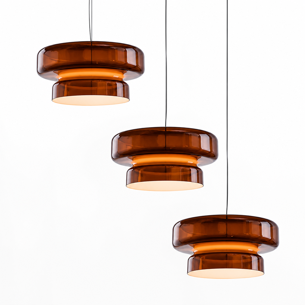 Hängende Pendelleuchte | Moderner Runder LED-Ring | Glasschirm, 36 cm Durchmesser