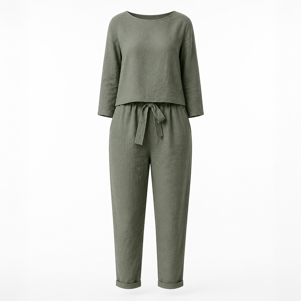 Women's Linen Jumpsuit Set | Relaxed Fit | Eco-Friendly Coordinated Top & Pants | Summer Outfit, Holiday Outfit