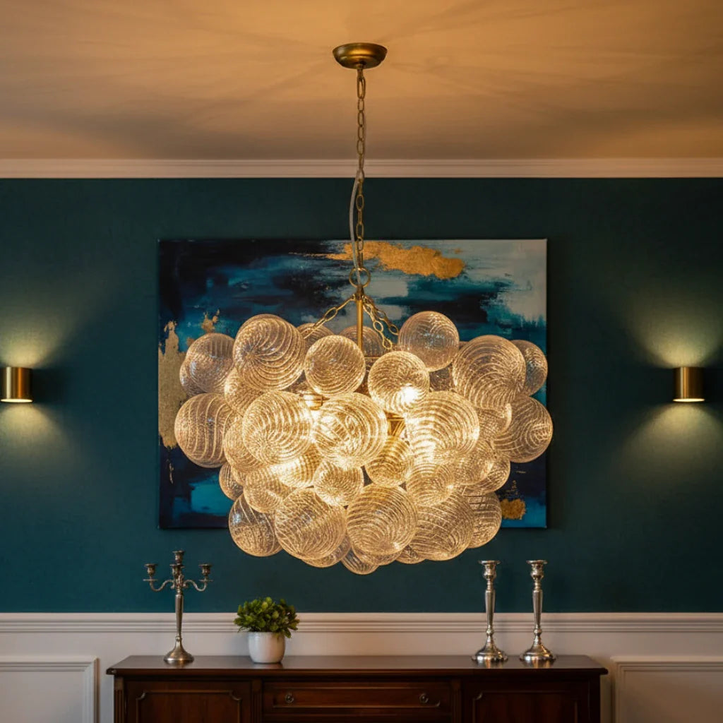 Eleni Clear Ribbed Glass Bubble Chandelier