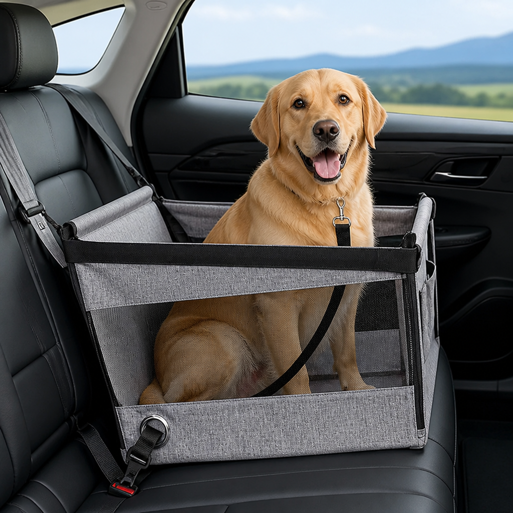 DogBedHouse Waterproof Mesh & Safety Attachments Pet Car Seat