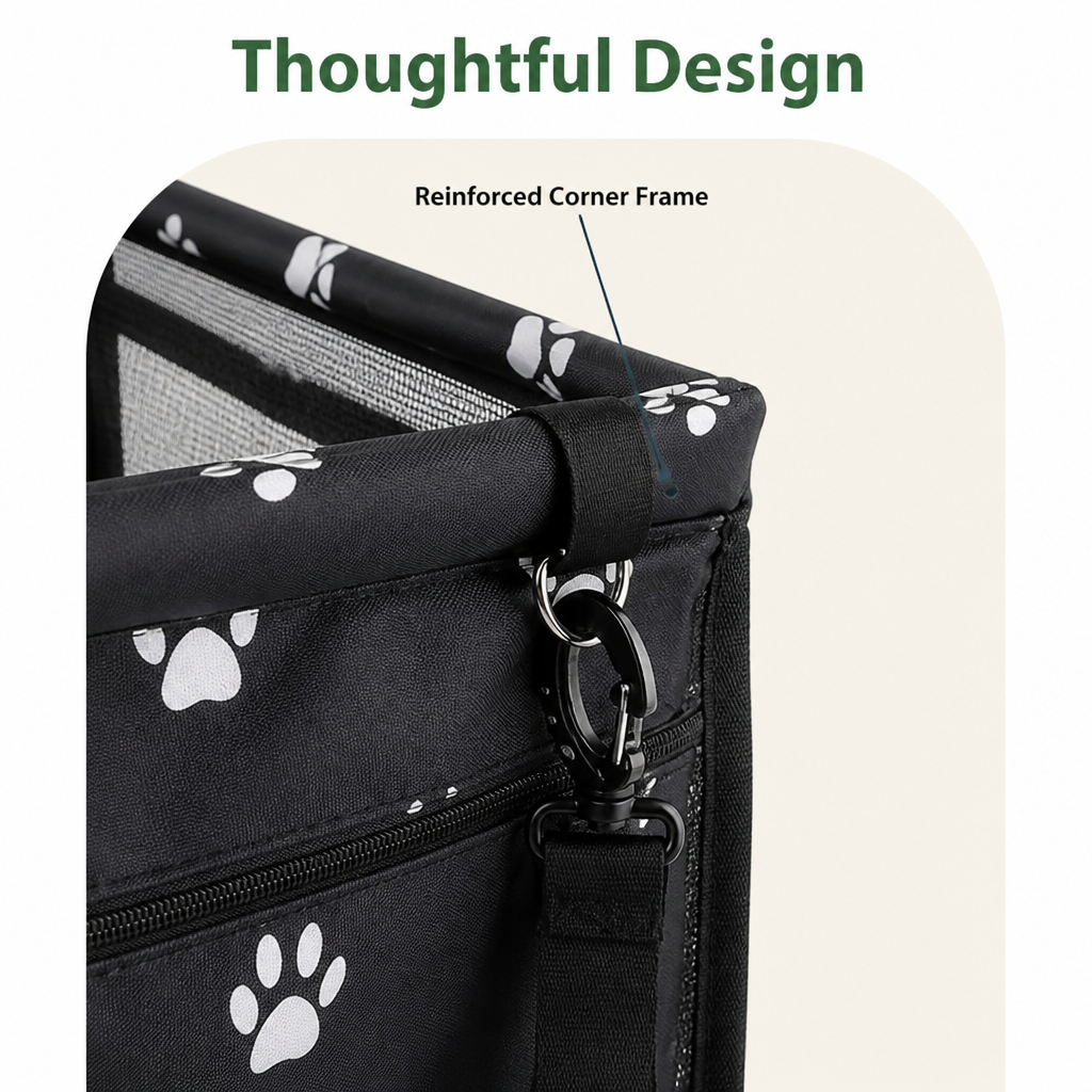 DogBedHouse Foldable & Breathable Canvas Dog Car Booster Seat (Includes Travel Bag)