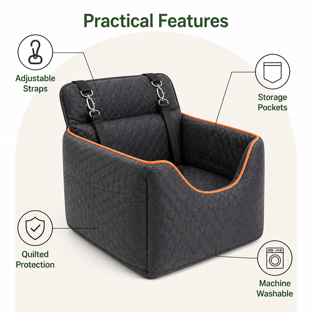 DogBedHouse Elevated Removable & Washable Car Booster Seat