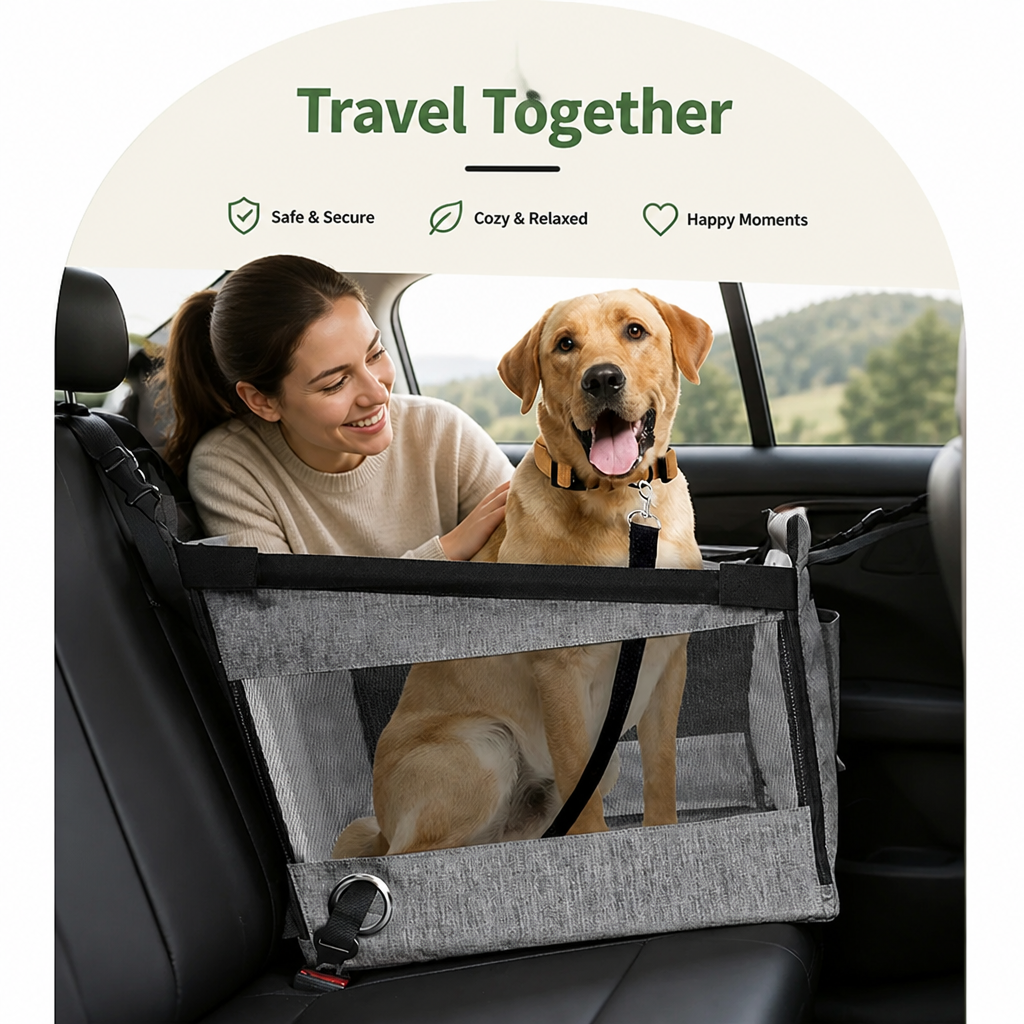 DogBedHouse Waterproof Mesh & Safety Attachments Pet Car Seat
