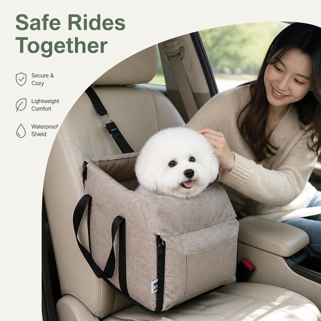 DogBedHouse Portable Waterproof & Washable Car Booster Seat (Removable Pad)