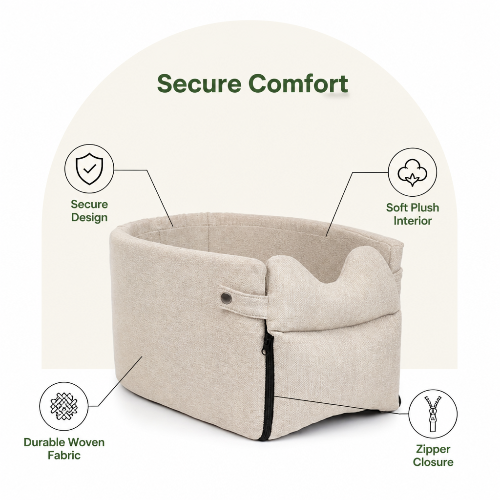 DogBedHouse Plush & Durable Polyester Dog Car Seat (Small/Medium)