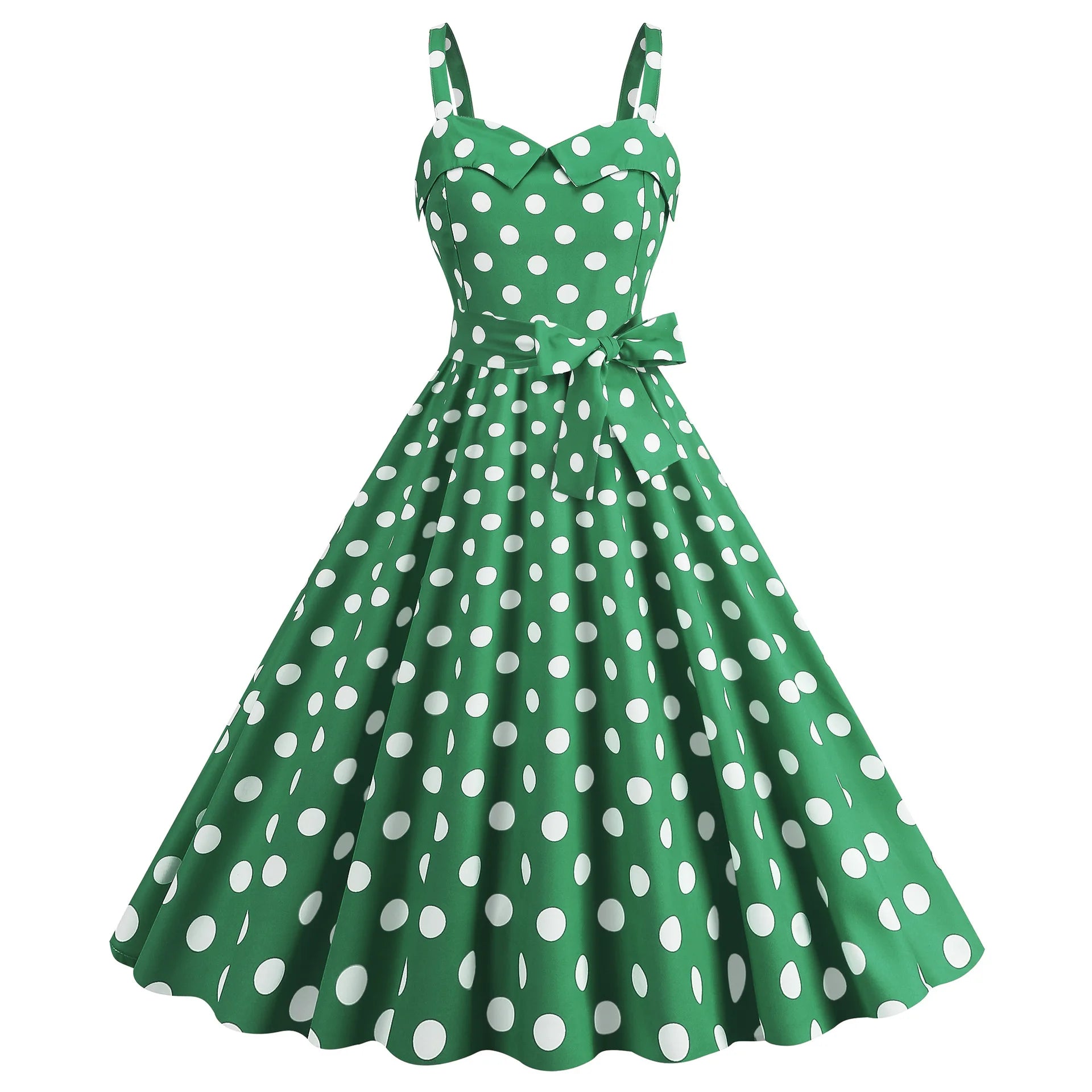 Elegant Women Polka Dot Dress Summer Hepburn 1950s 60s Vintage Sexy Halter Rockabilly Retro Party Office Dresses 2026 Robe Pinup