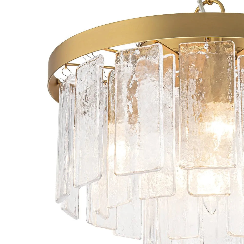 Kieran Modern Tiered Water Glass Drum Chandelier