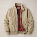 Men's Harrington Jacket | Checkered Lining & Stand-Up Collar | Wind-Resistant Lightweight