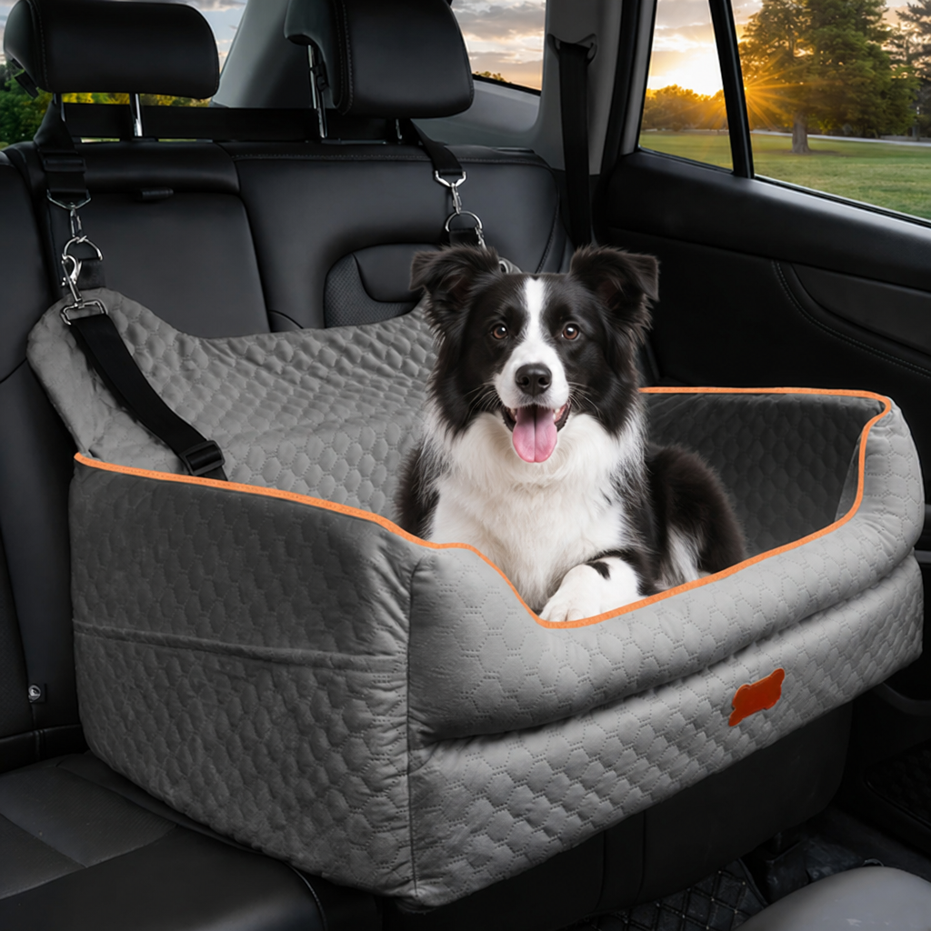 DogBedHouse Thick Padded Dog Booster Seat (Removable & Washable Cover)