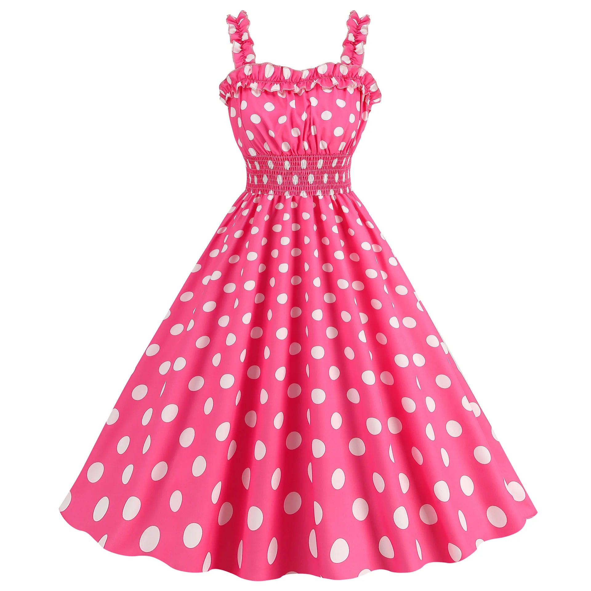 Elegant Women Polka Dot Dress Summer Hepburn 1950s 60s Vintage Sexy Halter Rockabilly Retro Party Office Dresses 2026 Robe Pinup