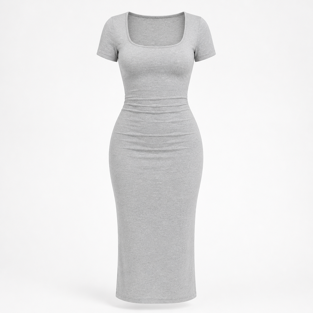 Women's Square Neck Bodycon Dress | Short Sleeve | Summer Casual | Comfortable Fit