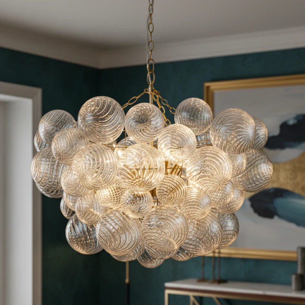 Eleni Clear Ribbed Glass Bubble Chandelier