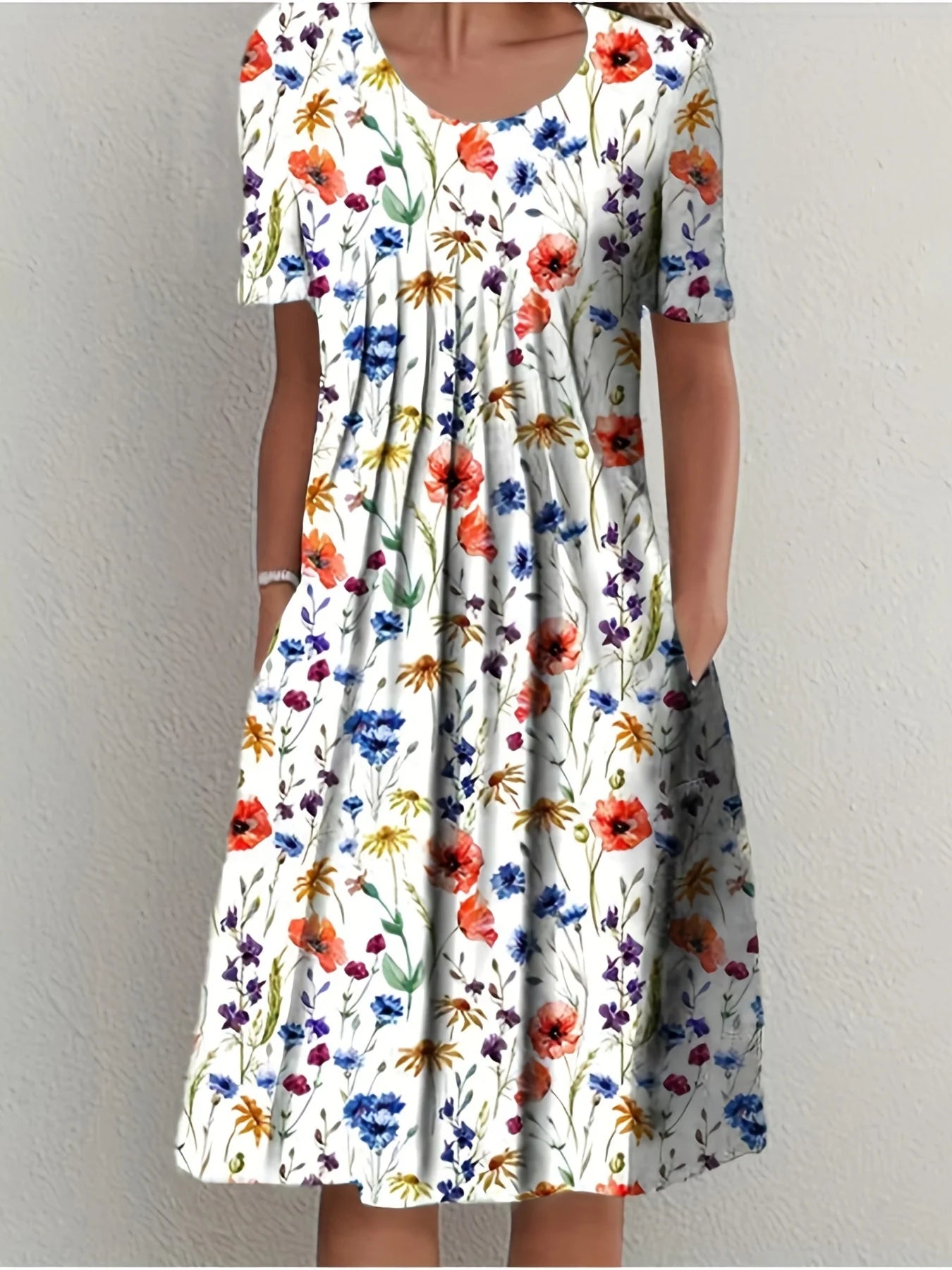 Elegant Women's Short-Sleeved round Neck Dress Printed Large Skirt  Summer 2026 New Collection Fashionable Casual Maxi Dress