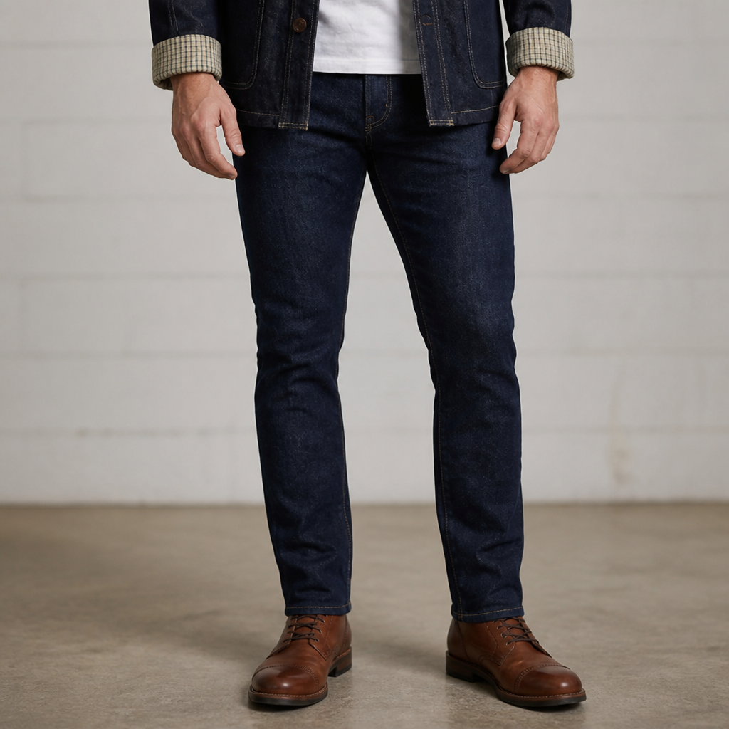 Men's Worker Jacket | Contrast Stitching & Quilted Detail | Patch Pockets & Checkered Cuff