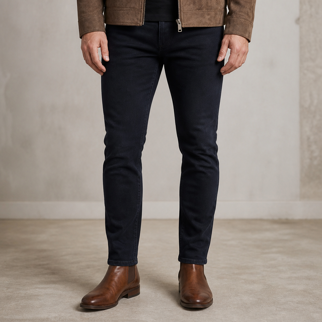 Men's Biker Jacket | Stand Collar | Zip Chest Pockets & Two-Way Zipper | Slim Fit