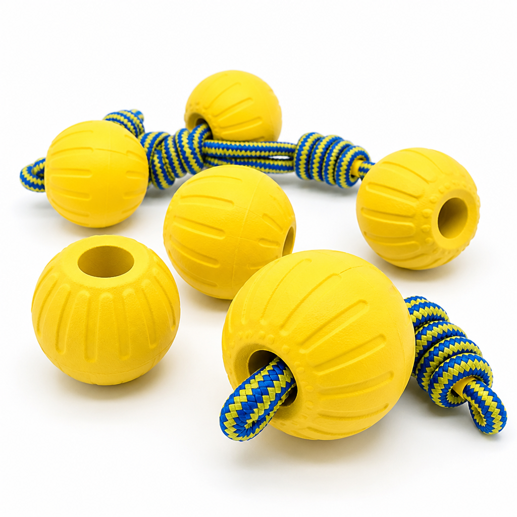 Durable Solid-Core Dental-Cleaning Dog Ball Toy
