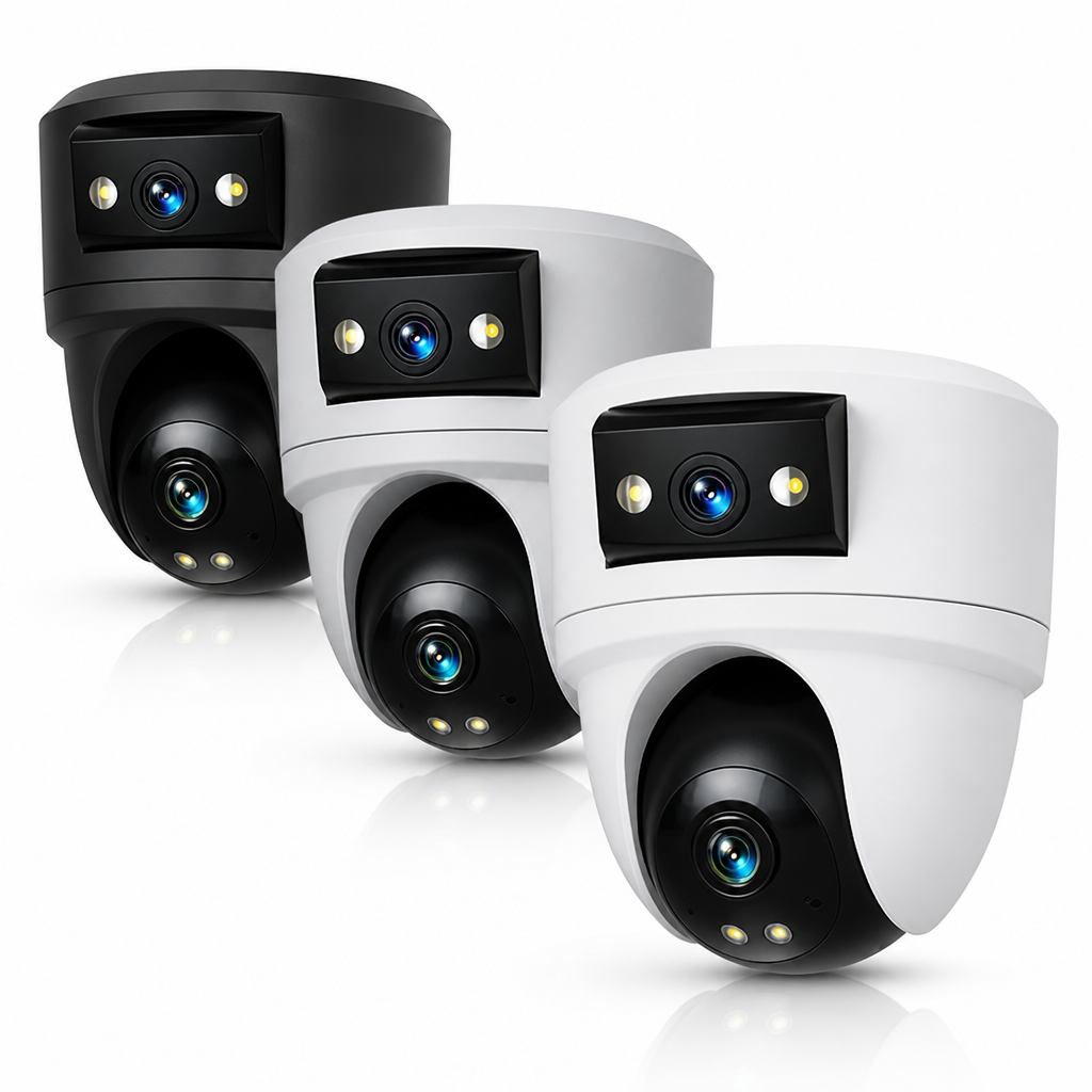 Dual-Lens WiFi Home Security Camera | 10MP Auto-Tracking Dual-Screen | Two-Way Audio & Night Vision