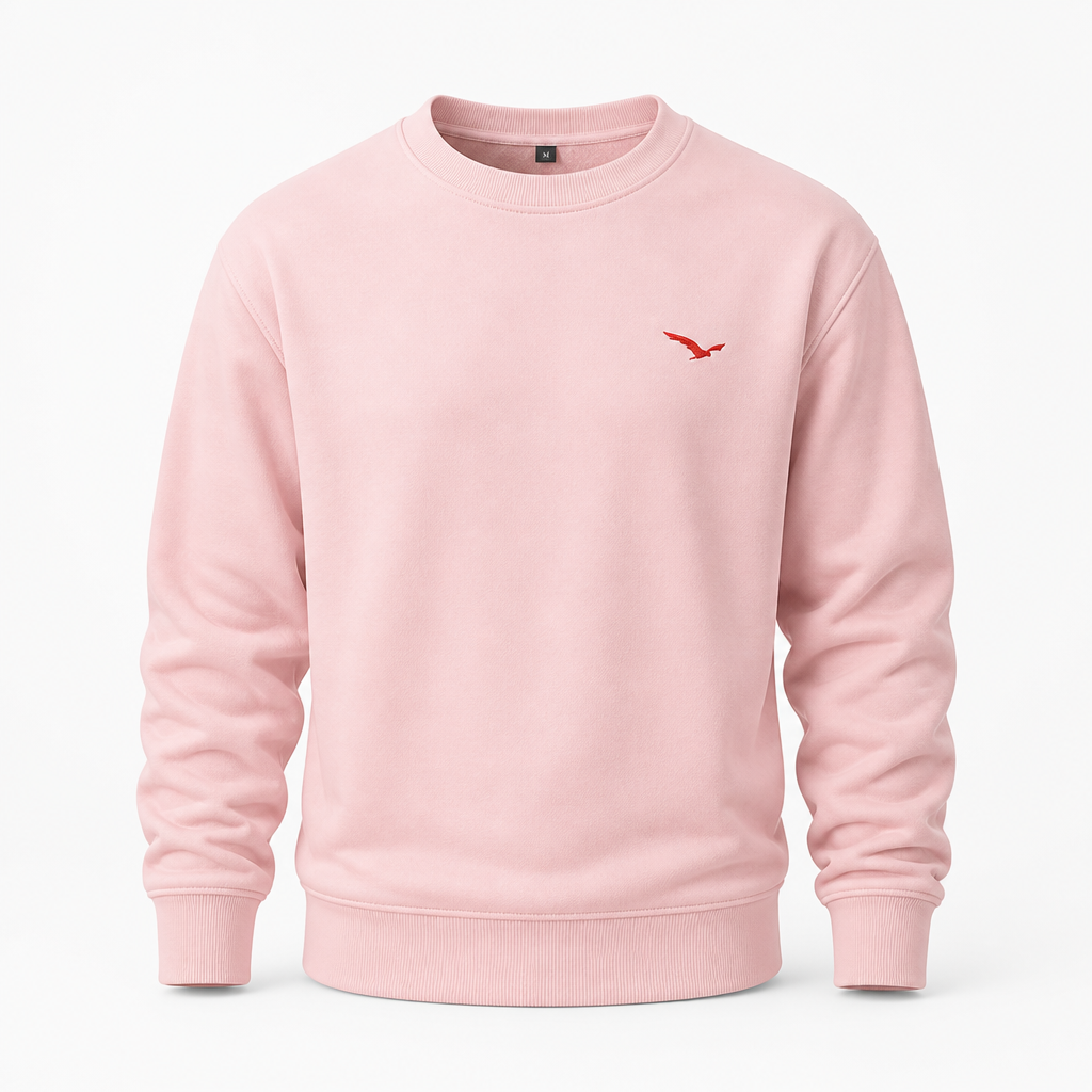 Men's Polyester Crewneck Sweatshirt | Regular Fit | Minimalist Urban, Bird Logo | Casual Streetwear, Winter Layering