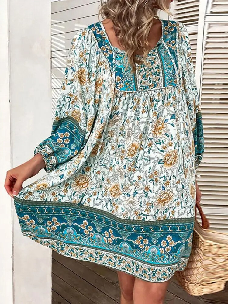 Avencea - Women's Summer Bohemian Floral Mini Dress in Modern Style