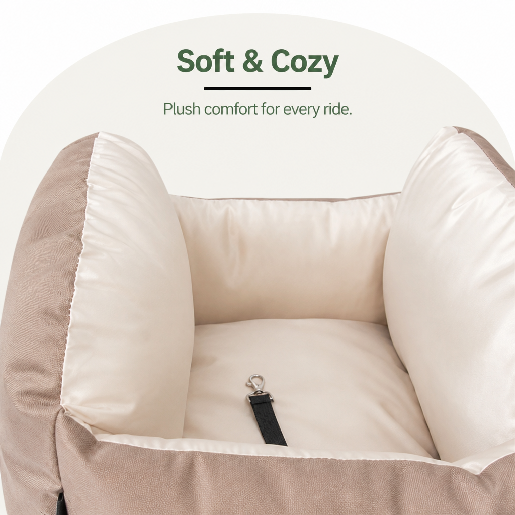 DogBedHouse Integrated Safety Belt & Washable Plush Dog Car Seat (Small Dogs)