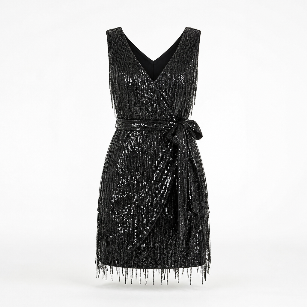 Women's V-Neck Wrap Dress | Regular Fit | Self-Tie Waist, Midi Length | Summer Dress | Wedding Guest Outfit | Evening Wear