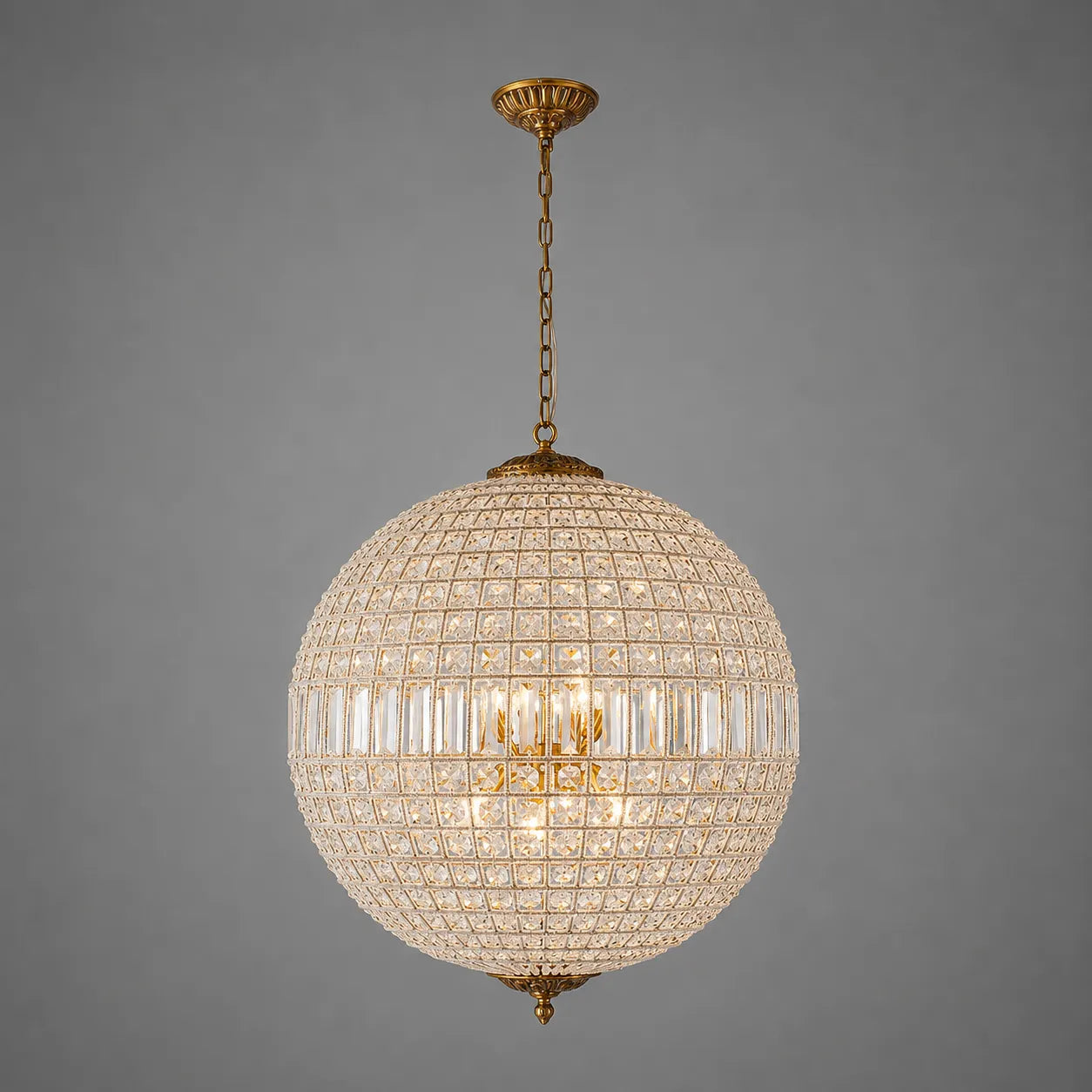 Vera Vintage Antiqued Globe Crystal Chandelier Light