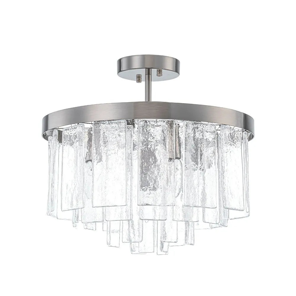 Kieran Modern Tiered Water Glass Drum Chandelier