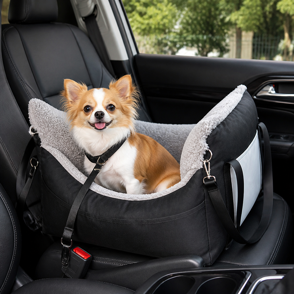 DogBedHouse Double Seat Belts & Washable Dog Car Seat (Small Dog)