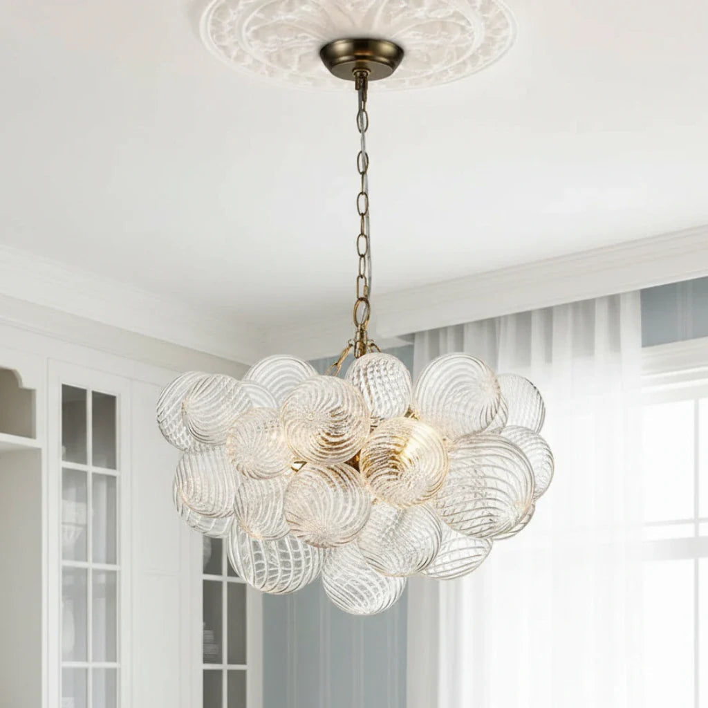 Eleni Clear Ribbed Glass Bubble Chandelier