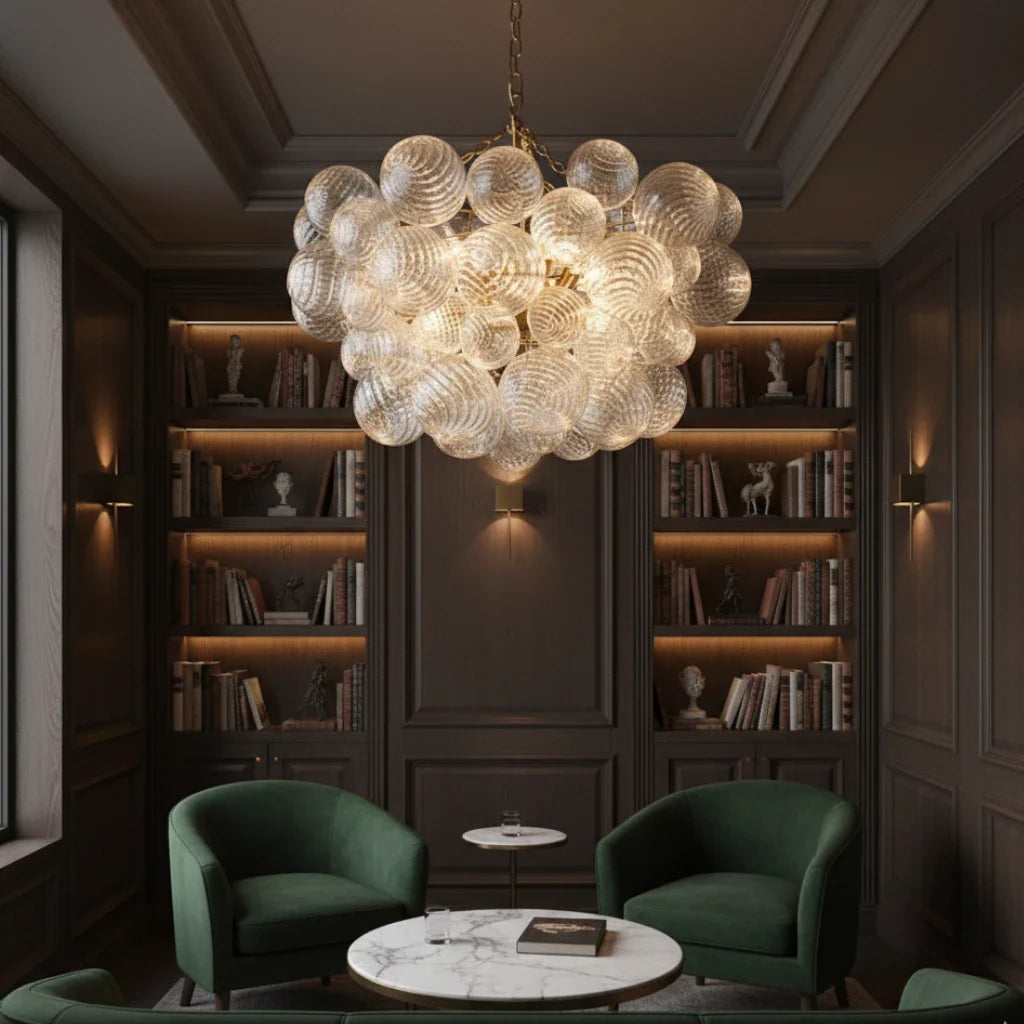 Eleni Clear Ribbed Glass Bubble Chandelier