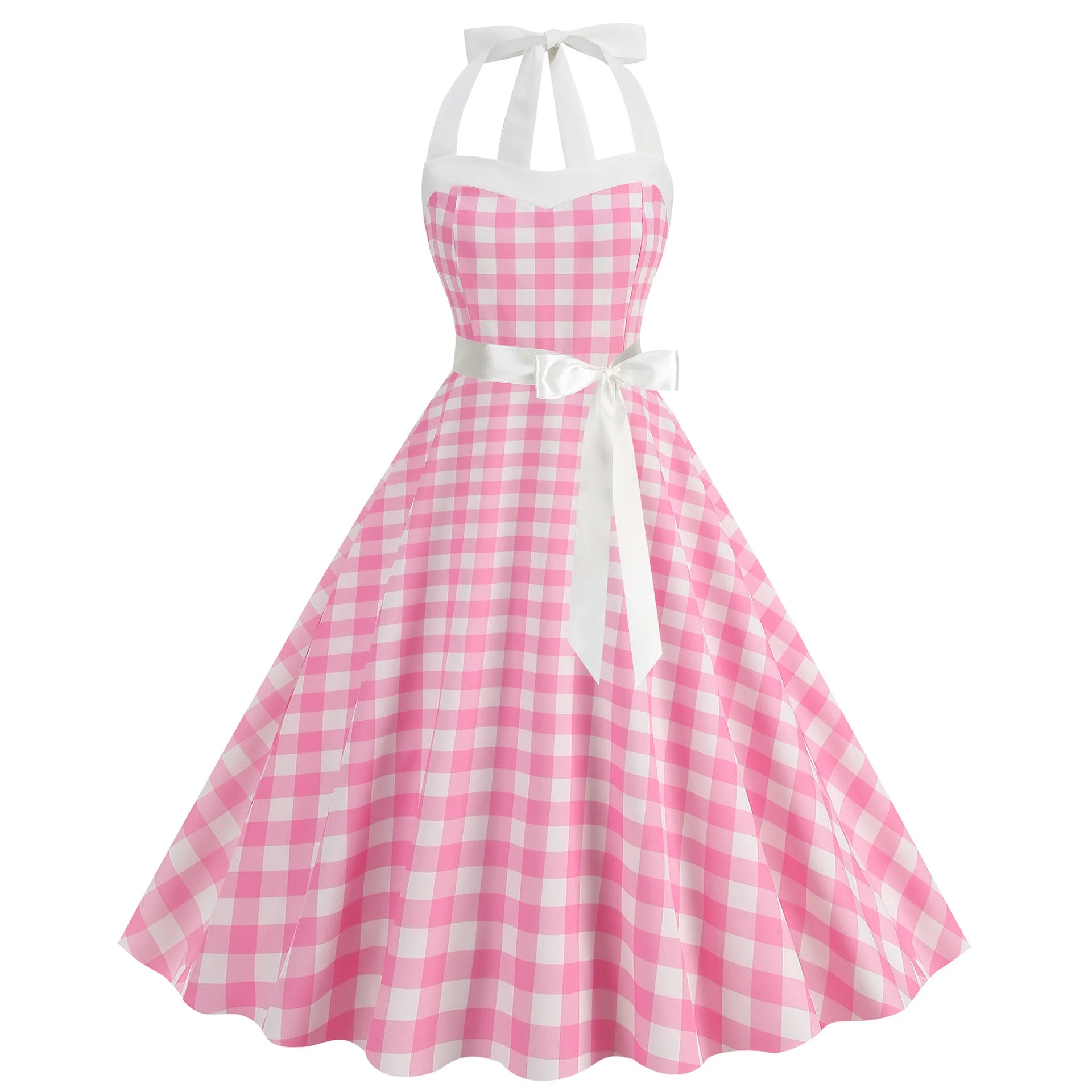 Elegant Women Polka Dot Dress Summer Hepburn 1950s 60s Vintage Sexy Halter Rockabilly Retro Party Office Dresses 2026 Robe Pinup