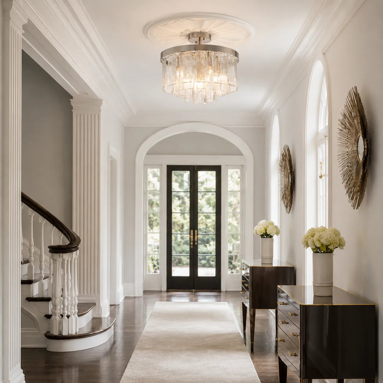 Kieran Modern Tiered Water Glass Drum Chandelier