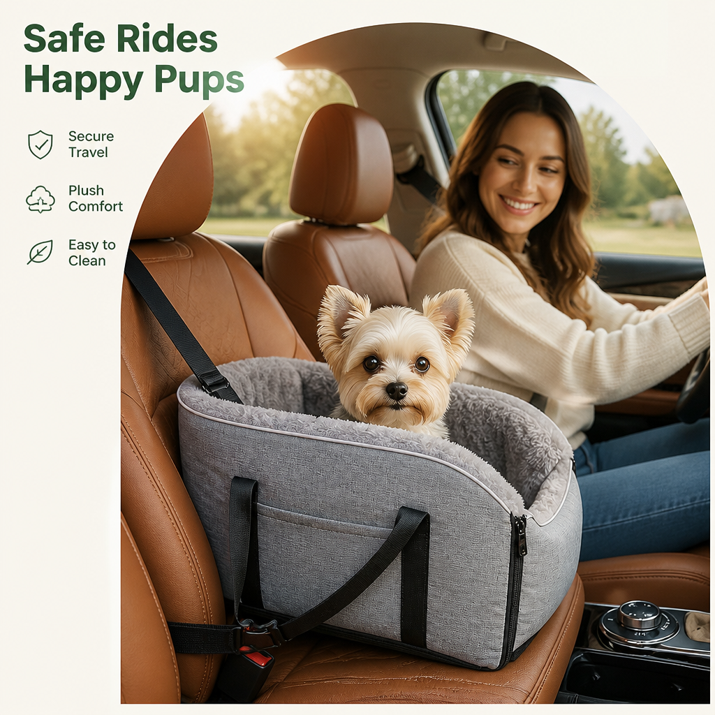 DogBedHouse Plush Polyester & Safety Buckles Booster Car Seat