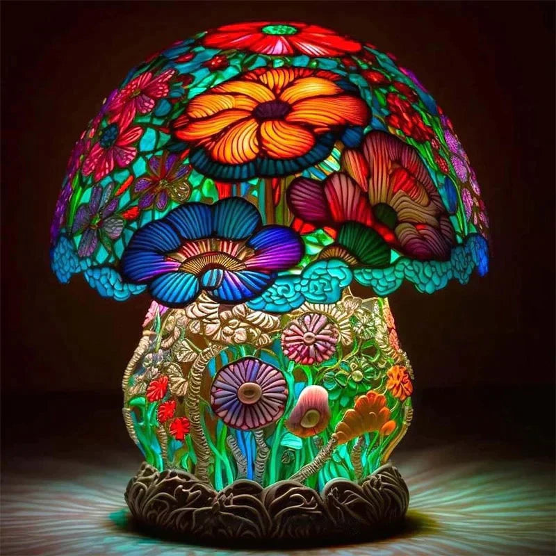 Artistic Table Lamp with Stained Glass – Play of Colors for Your Living Ambiance