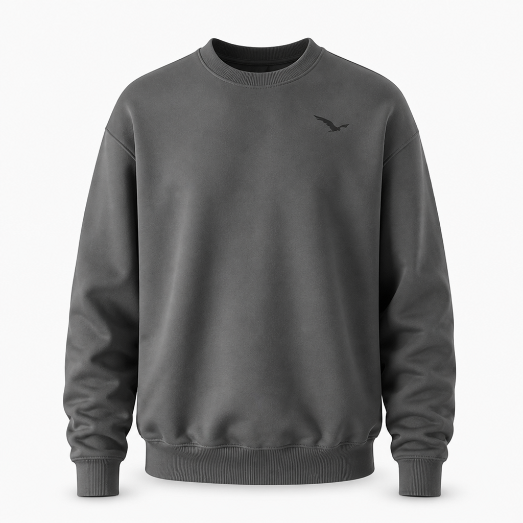Men's Polyester Crewneck Sweatshirt | Regular Fit | Minimalist Urban, Bird Logo | Casual Streetwear, Winter Layering