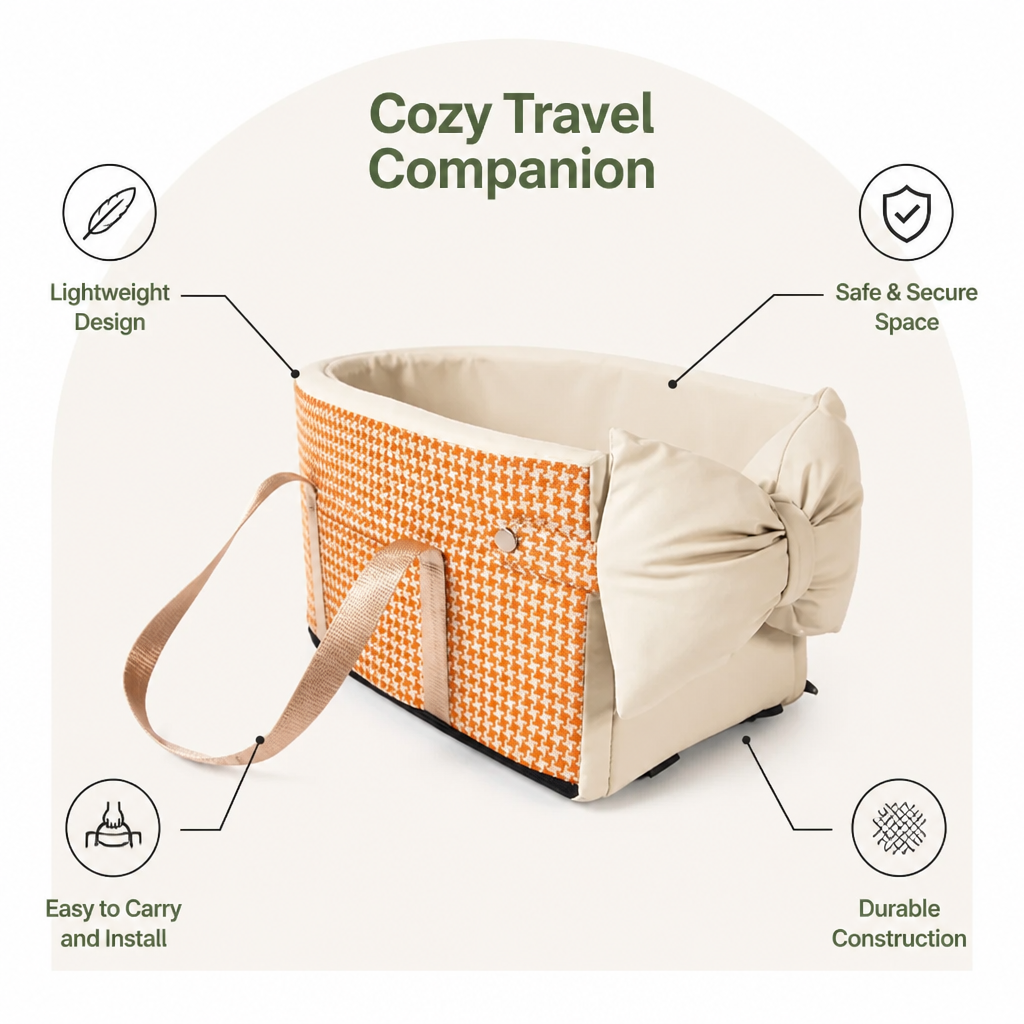 DogBedHouse Portable & Lightweight Dog Car Seat (Small Pets)