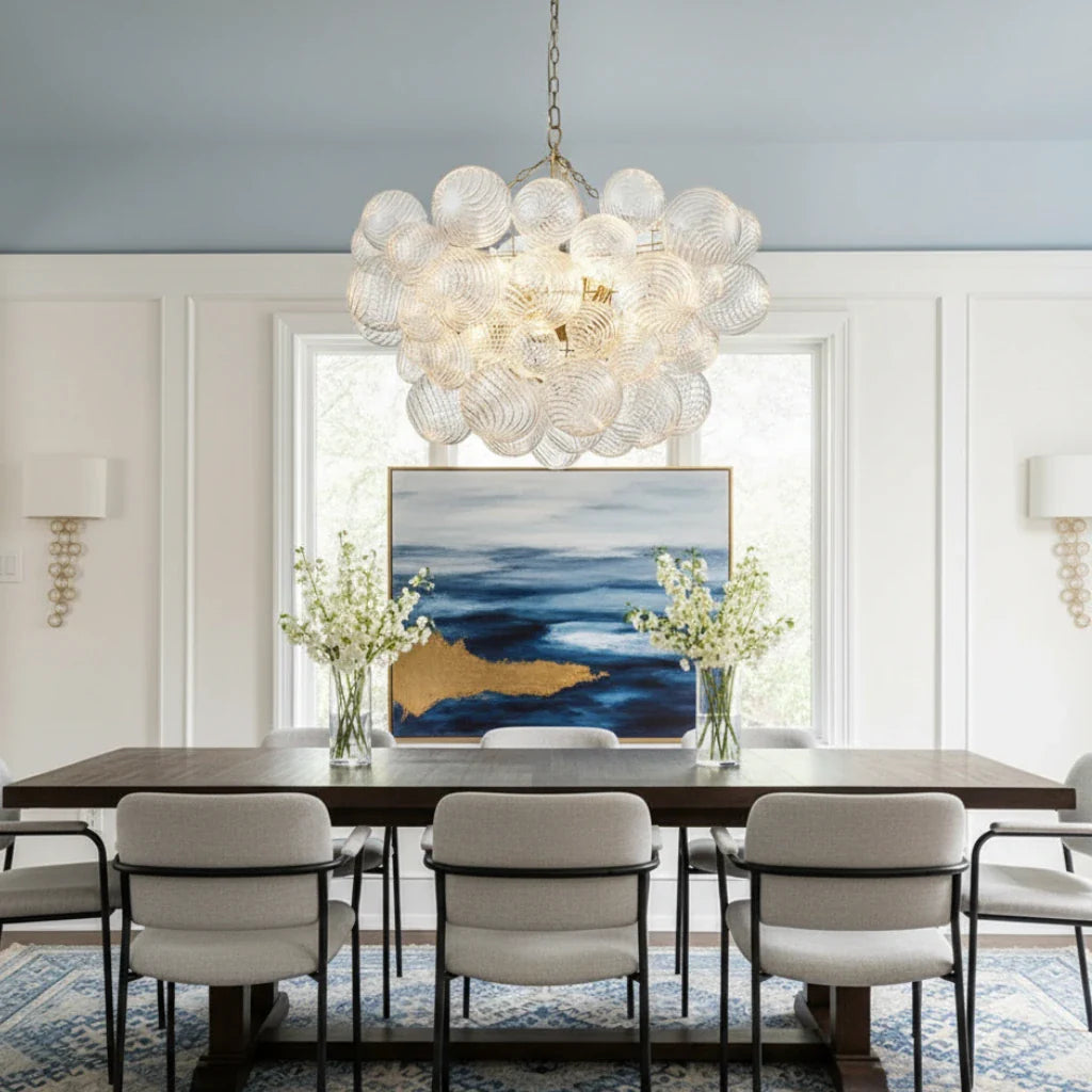 Eleni Clear Ribbed Glass Bubble Chandelier