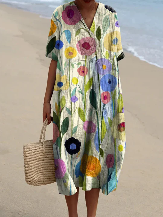 Avencea - Summer Dress with Floral Pattern and Elegant Design