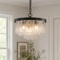 Kieran Modern Tiered Water Glass Drum Chandelier