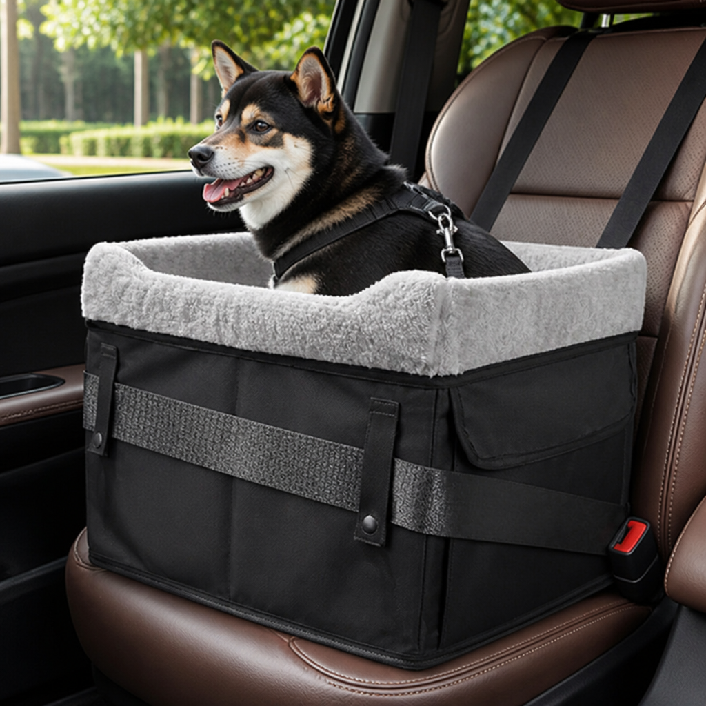 DogBedHouse Washable Foldable Elevated Booster Dog Car Seat (With Storage Bag)