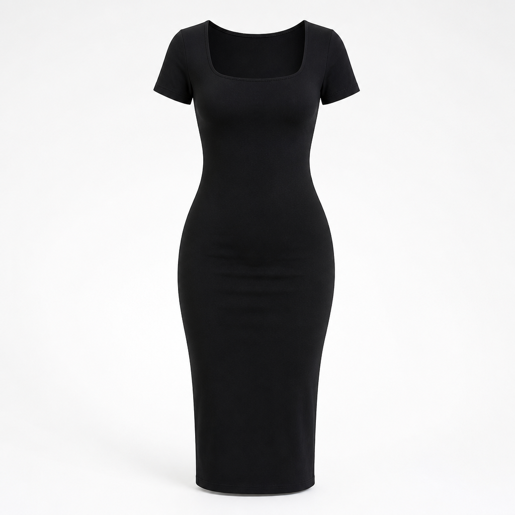 Women's Square Neck Bodycon Dress | Short Sleeve | Summer Casual | Comfortable Fit