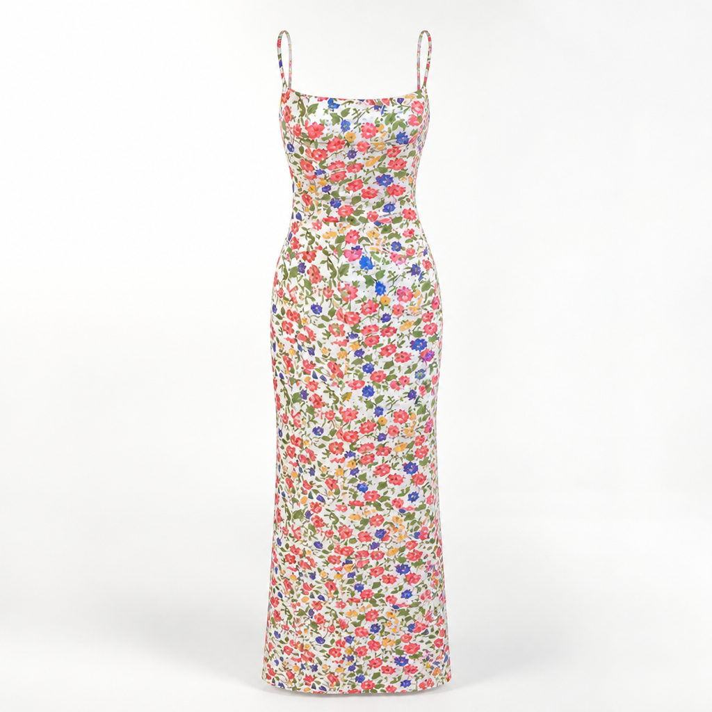 Floral Slim-Fit Backless Sundress