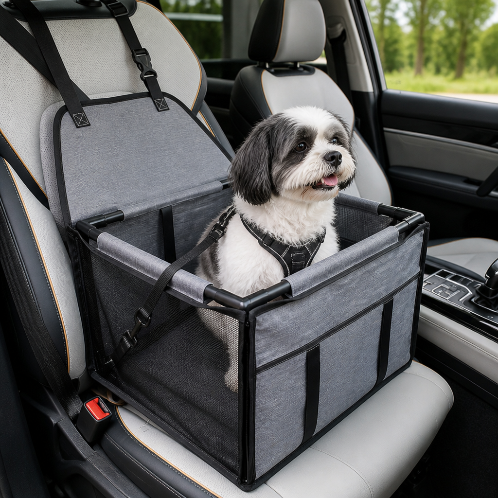 DogBedHouse Safety Booster & Removable Mat Dog Car Seat (Up to 30 lb)