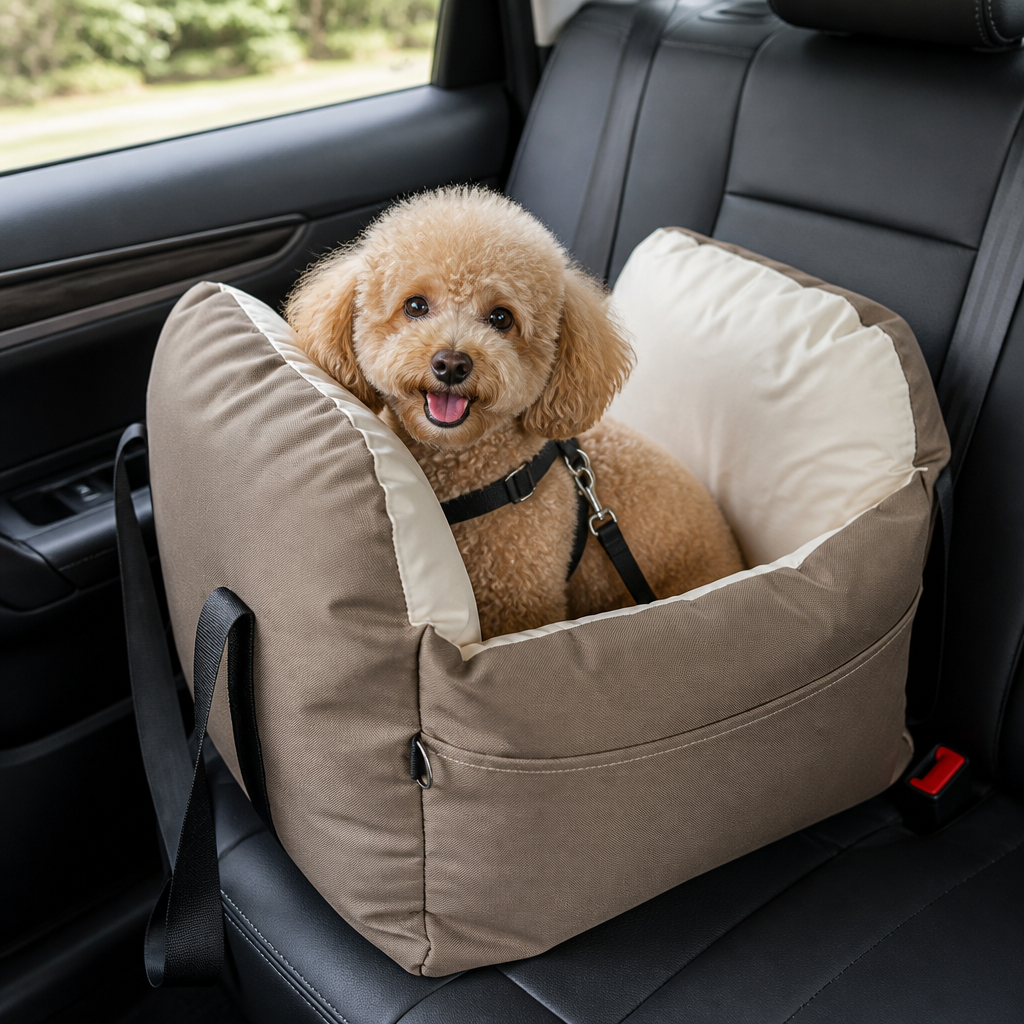DogBedHouse Integrated Safety Belt & Washable Pet Car Seat (Universal)