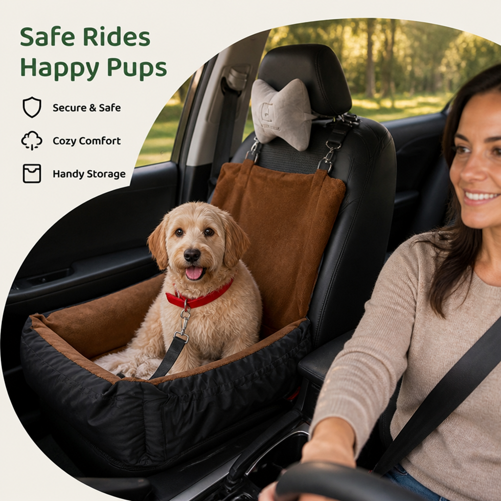 DogBedHouse Washable Fleece & Clip-On Safety Dog Booster Seat