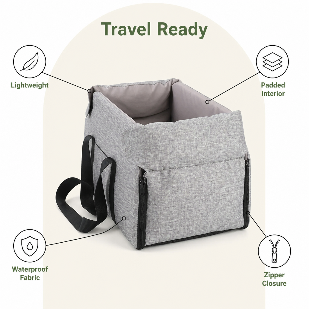 DogBedHouse Portable Waterproof & Washable Car Booster Seat (Removable Pad)
